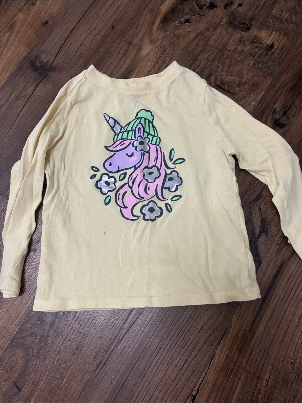 Old Navy Yellow Long-Sleeve Unicorn Graphic Tee